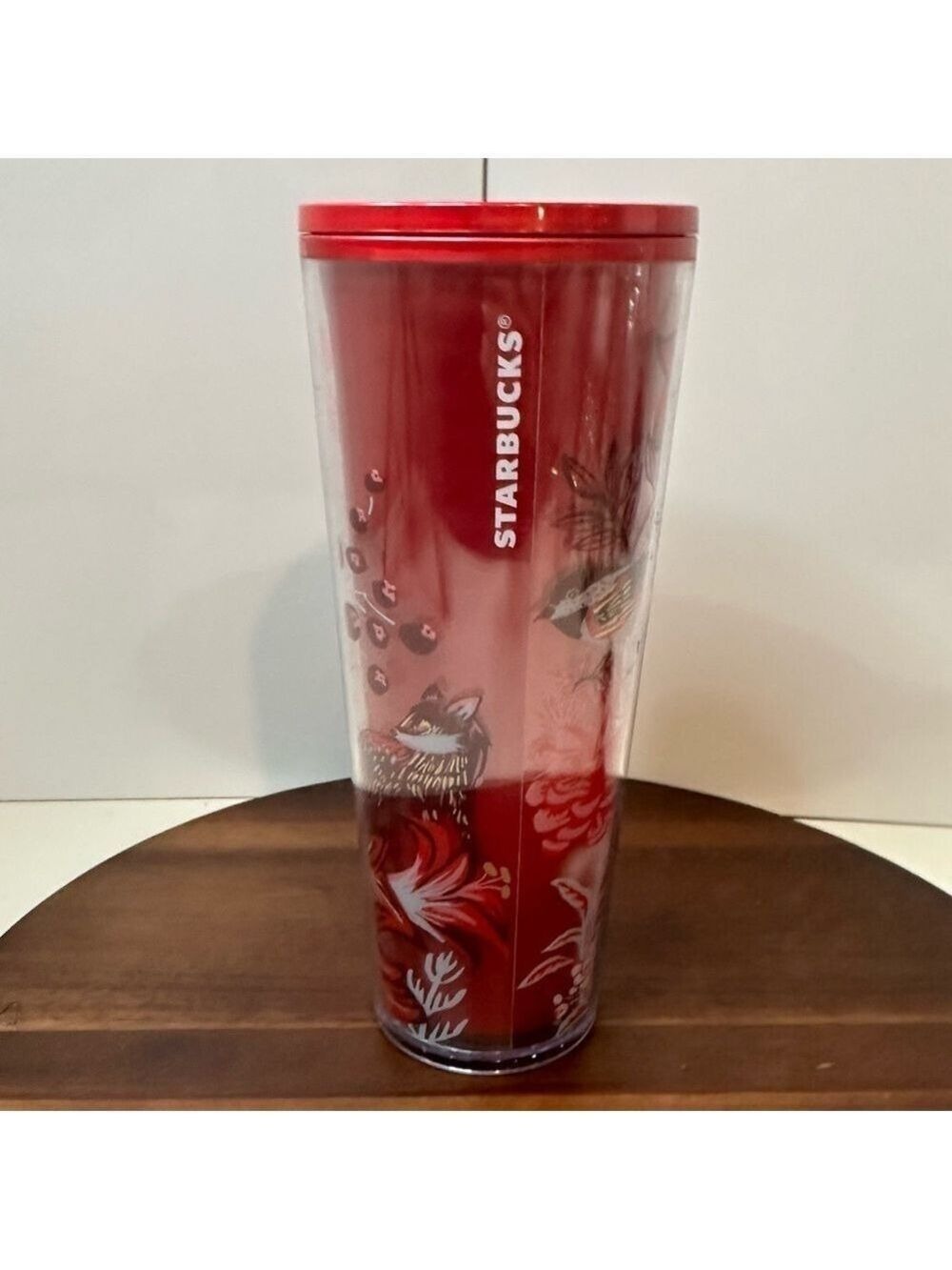 Starbucks 2022 Holiday Enchanted Forest Pearl Red Venti Cold Cup 24 oz